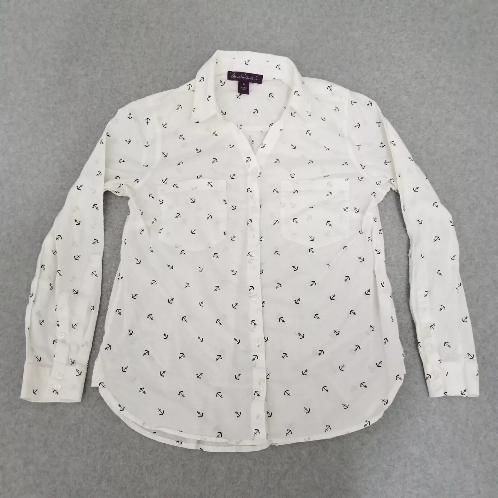 Gloria Vanderbilt Button Ups Gloria Vanderbilt Shirt Womens Medium Button Up Long Sleeve White