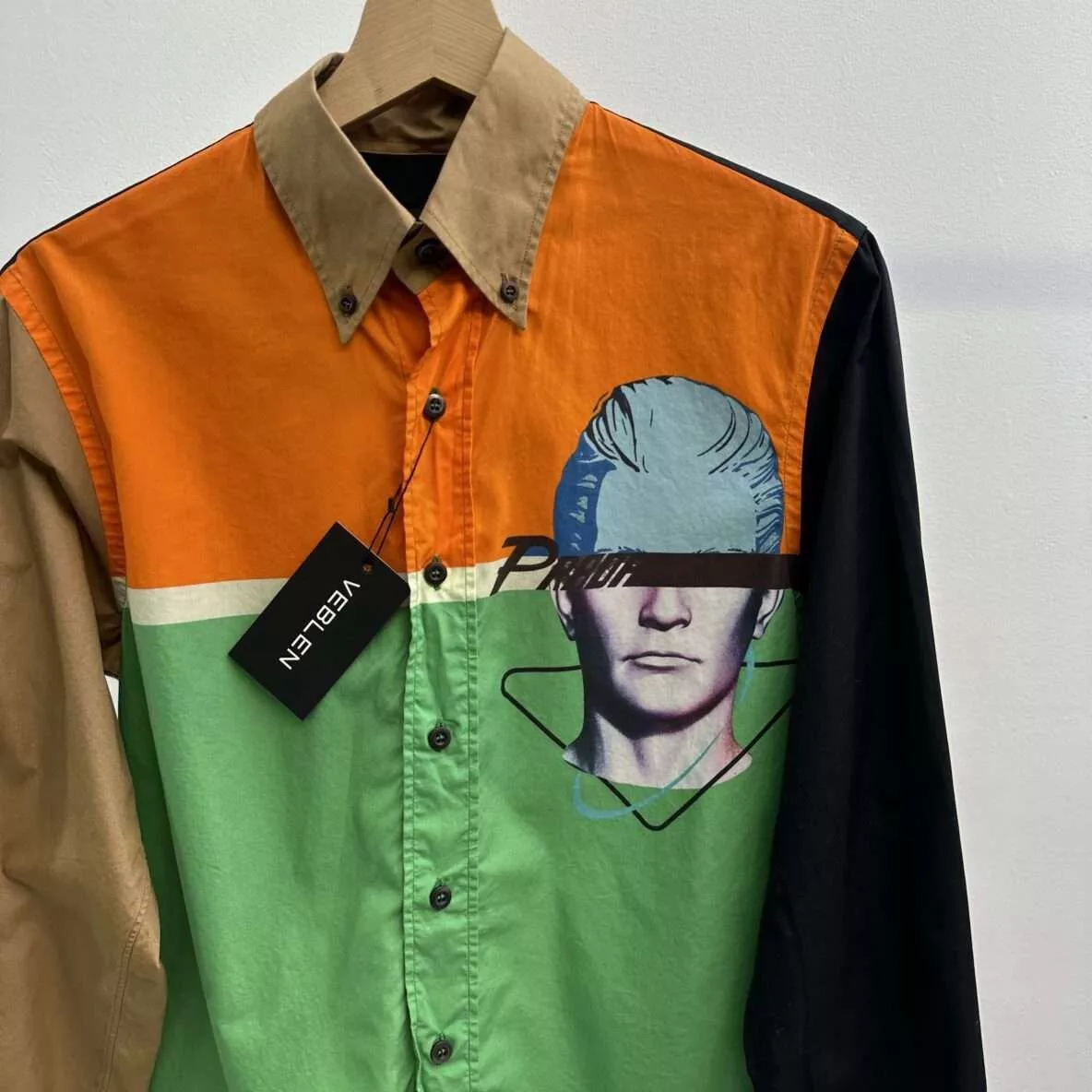 Prada Shirts Button Ups Prada Robot Double Match Button Up Shirt Brown