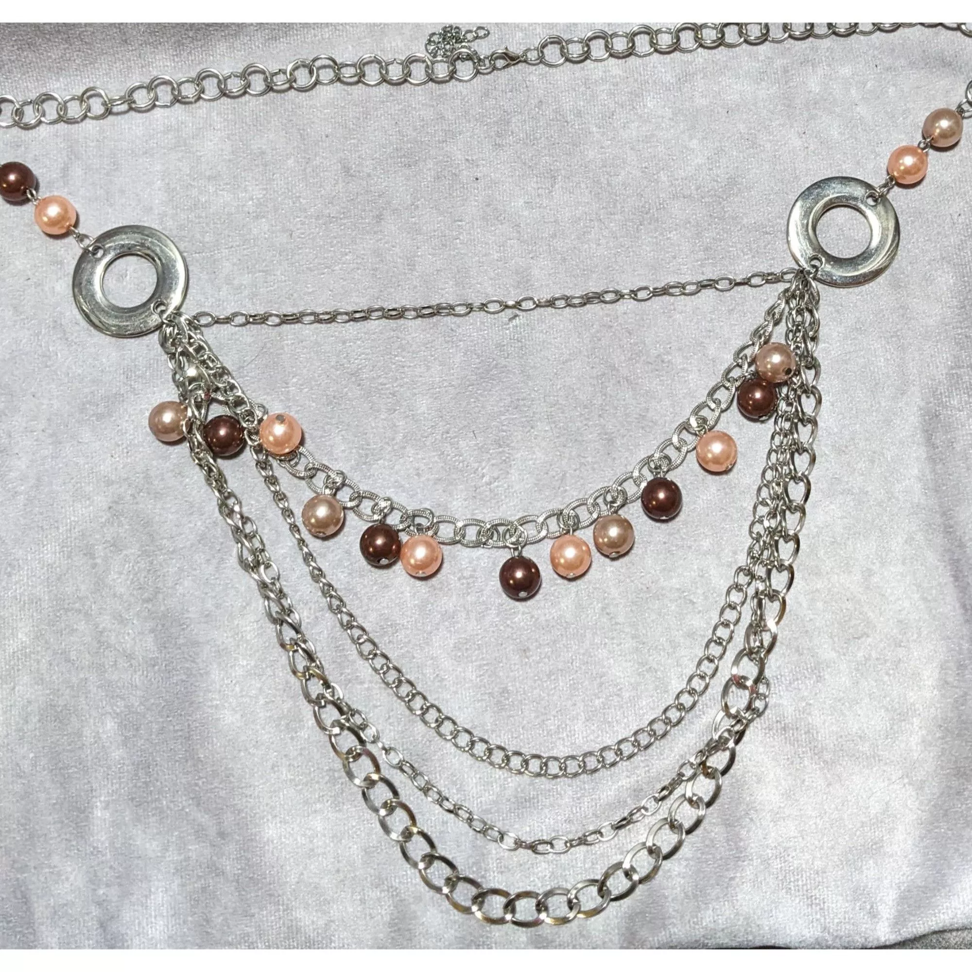 Other Necklaces Other Multilayer Chain Pearl Fringe Necklace Silver
