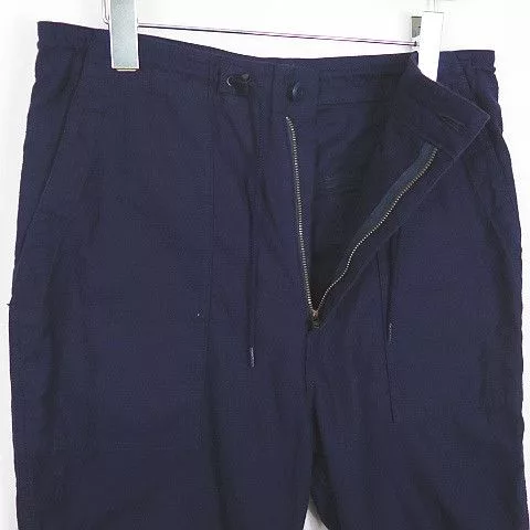 Needles Cropped Pants String Fatigue Cotton Navy Blue