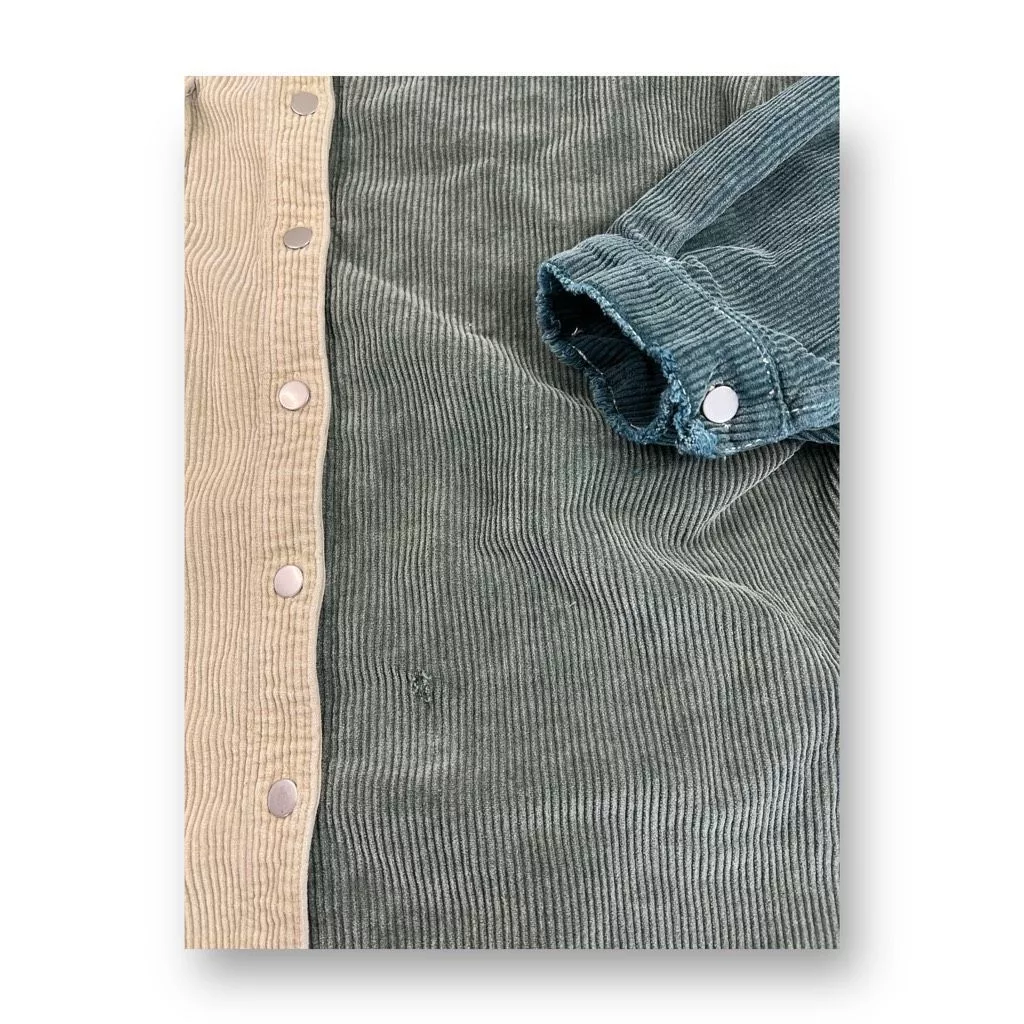 Other Button Ups Other POL Distressed Oversized Corduroy Shacket Size Large Green