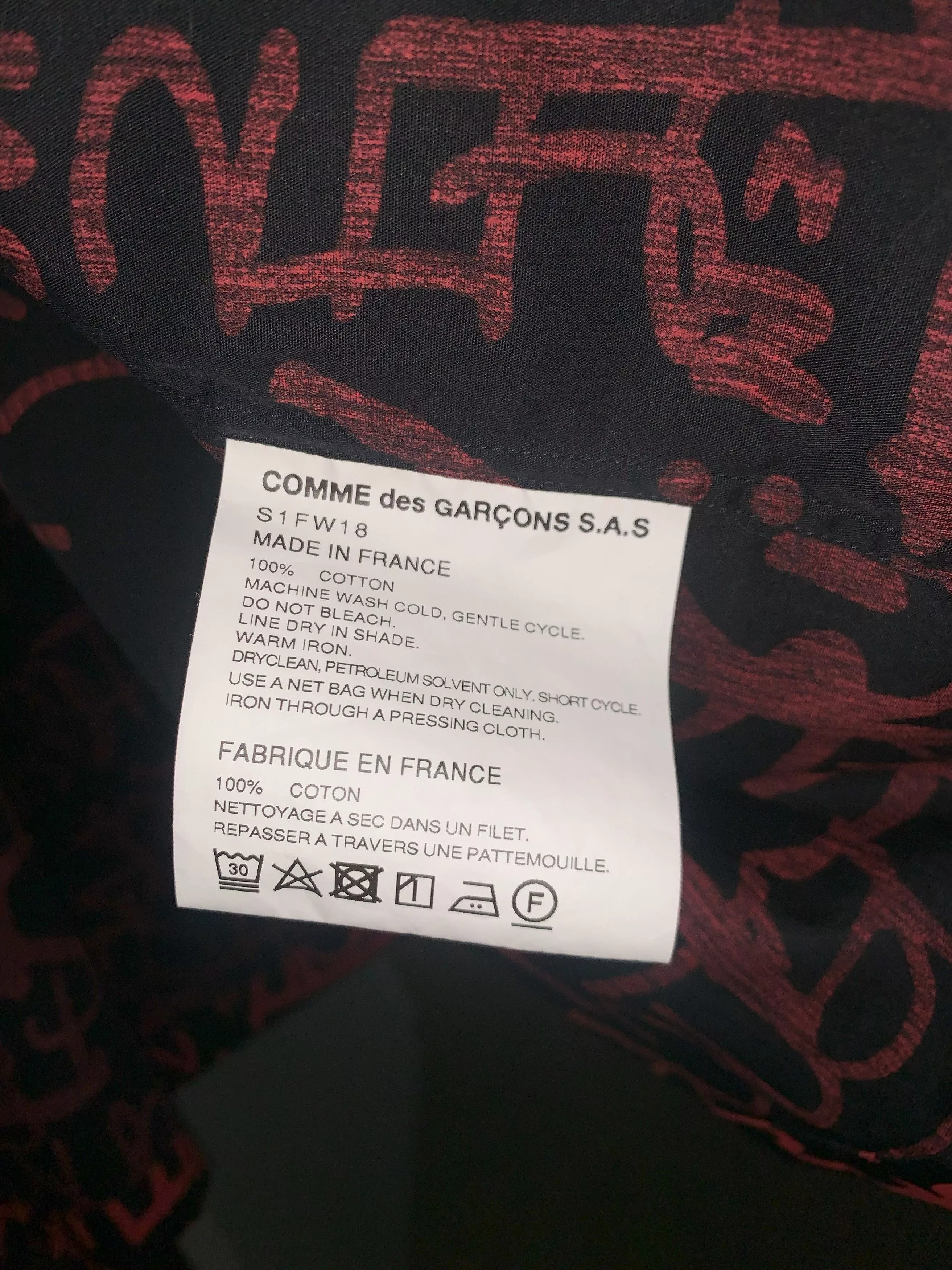 Supreme Shirts Button Ups Supreme CDG FW18 Zip Up Shirt Black