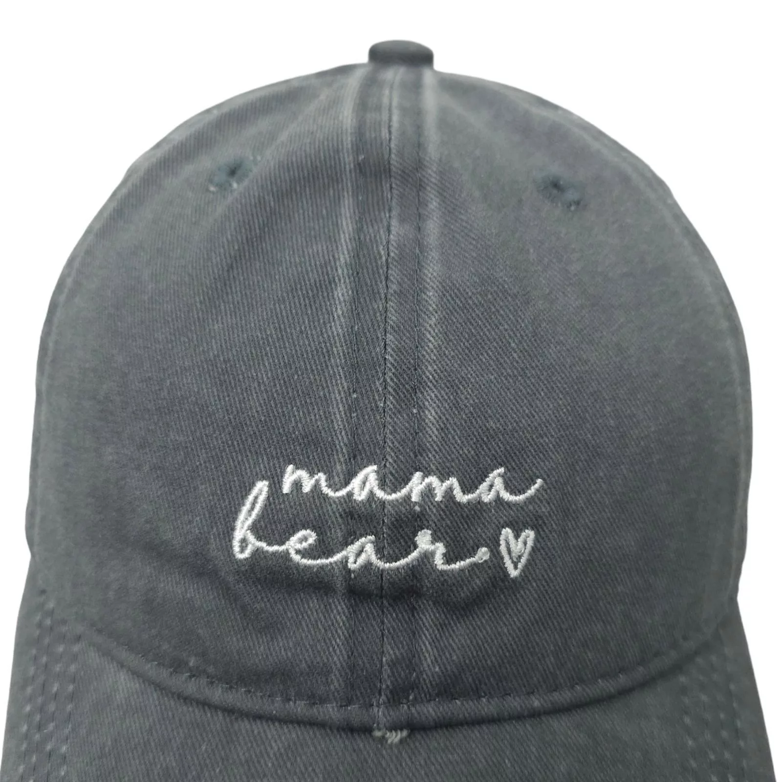 Other Hats Other Mama Bear Embroidered Adjustable Tuck Strap Cap Hat Gray