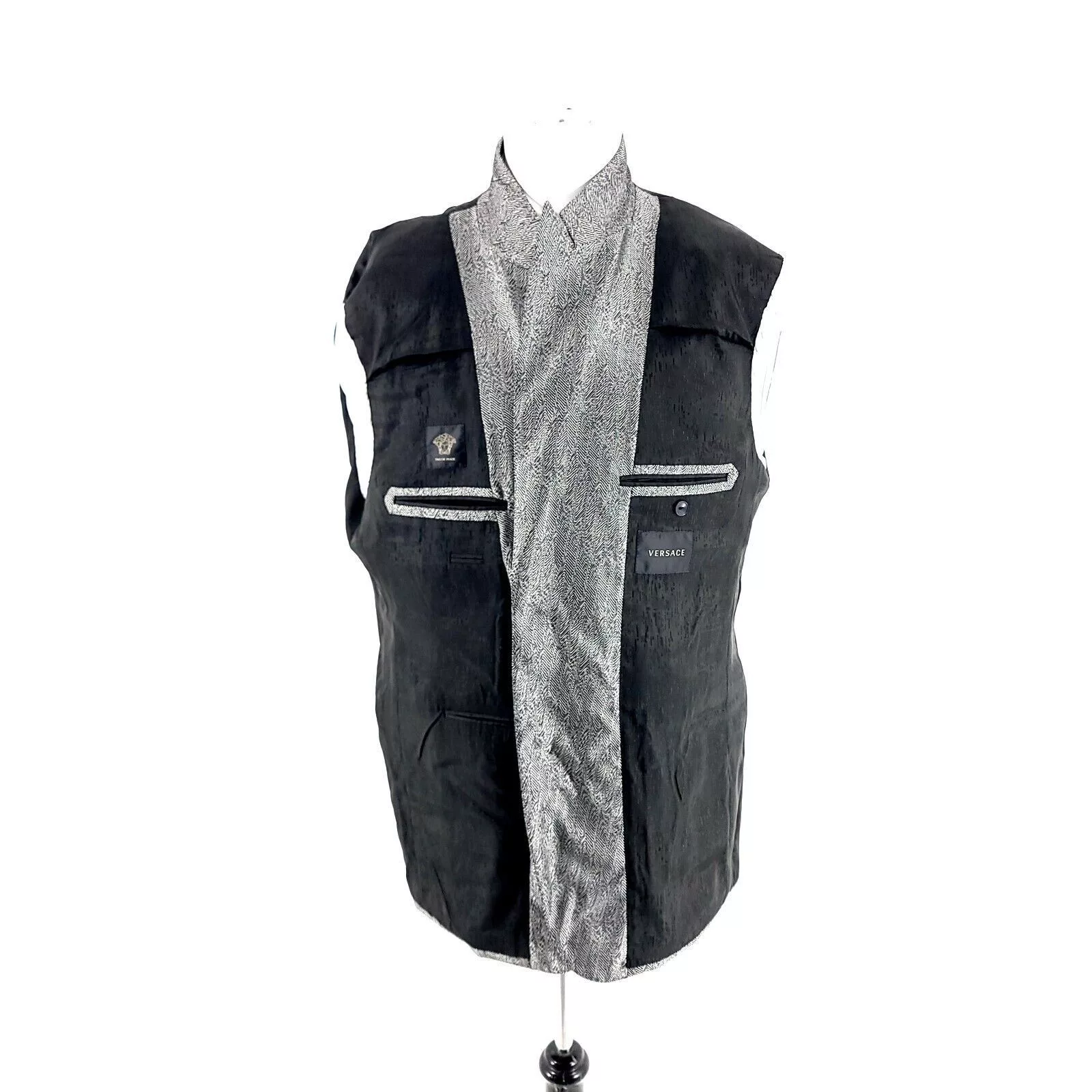 Versace Blazers Versace Hand Made Wool Silk 2 Button Blazer 44R Metallic Sil Silver