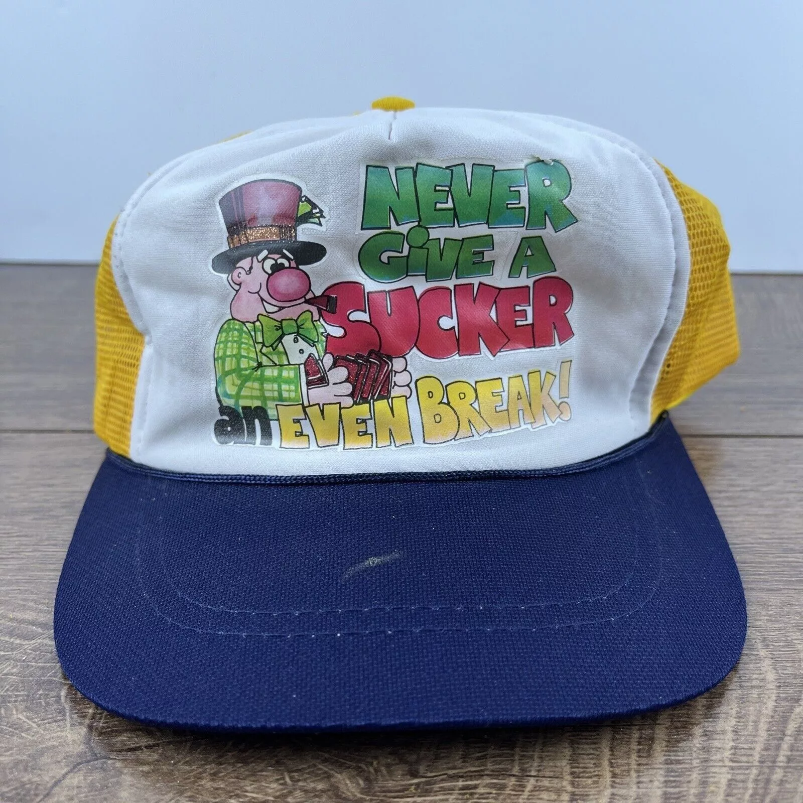 Other Hats Other Never Give a Sucker an Even Break Yellow Hat Adjustable Adul