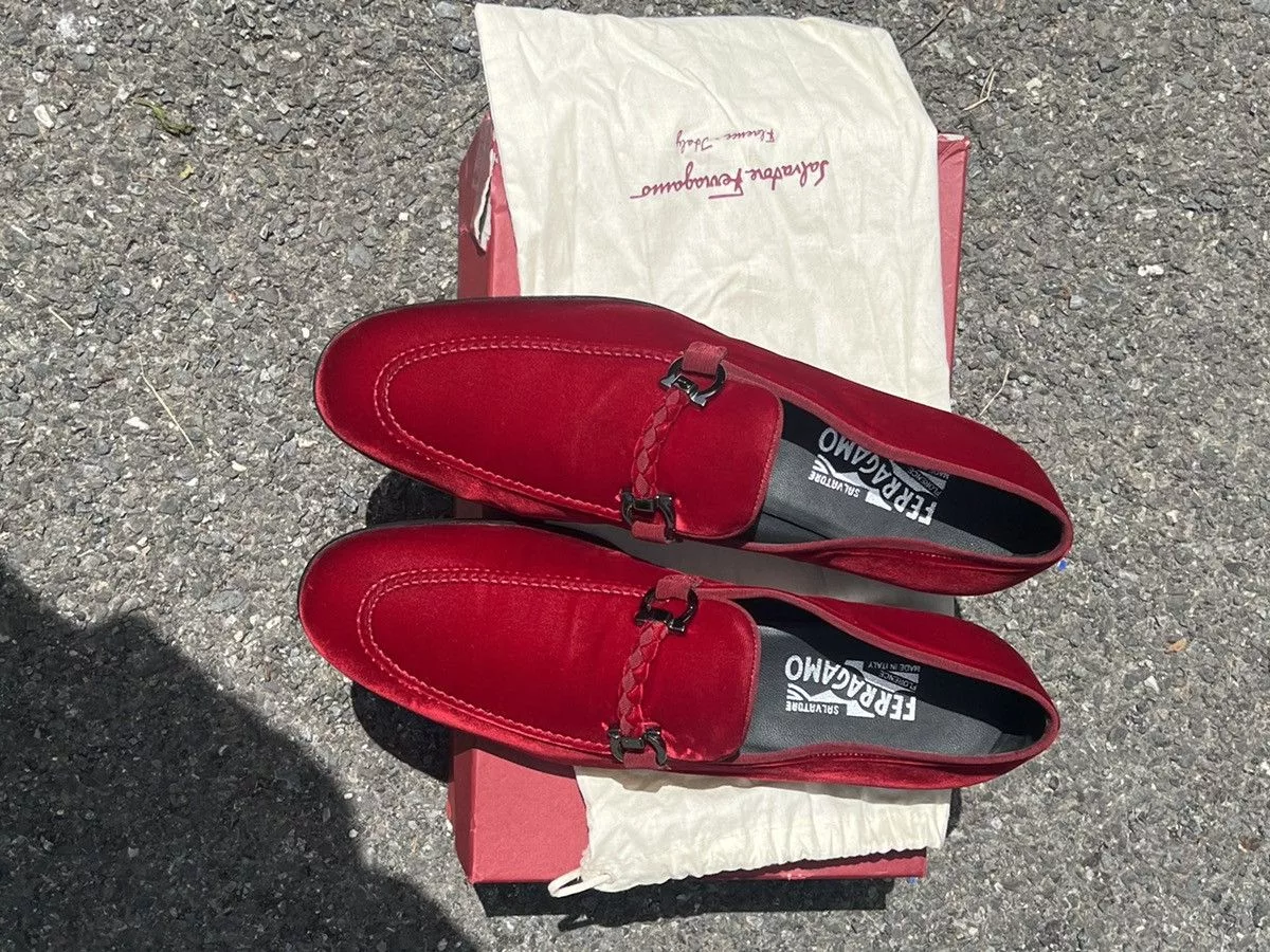 Salvatore Ferragamo Slip Ons Salvatore Ferragamo Lord 2 Red Velvet Slip On