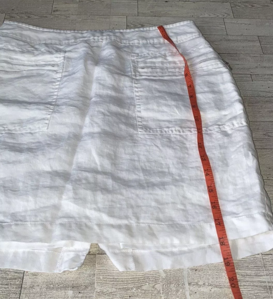 Willi Smith Mini Skirts Willi Smith, White, Linen Blend, Mini/Midi Pencil Skirt