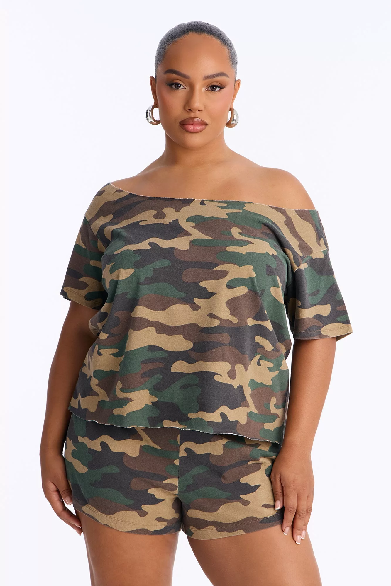 Veronica Camo Short Set - Olive/combo