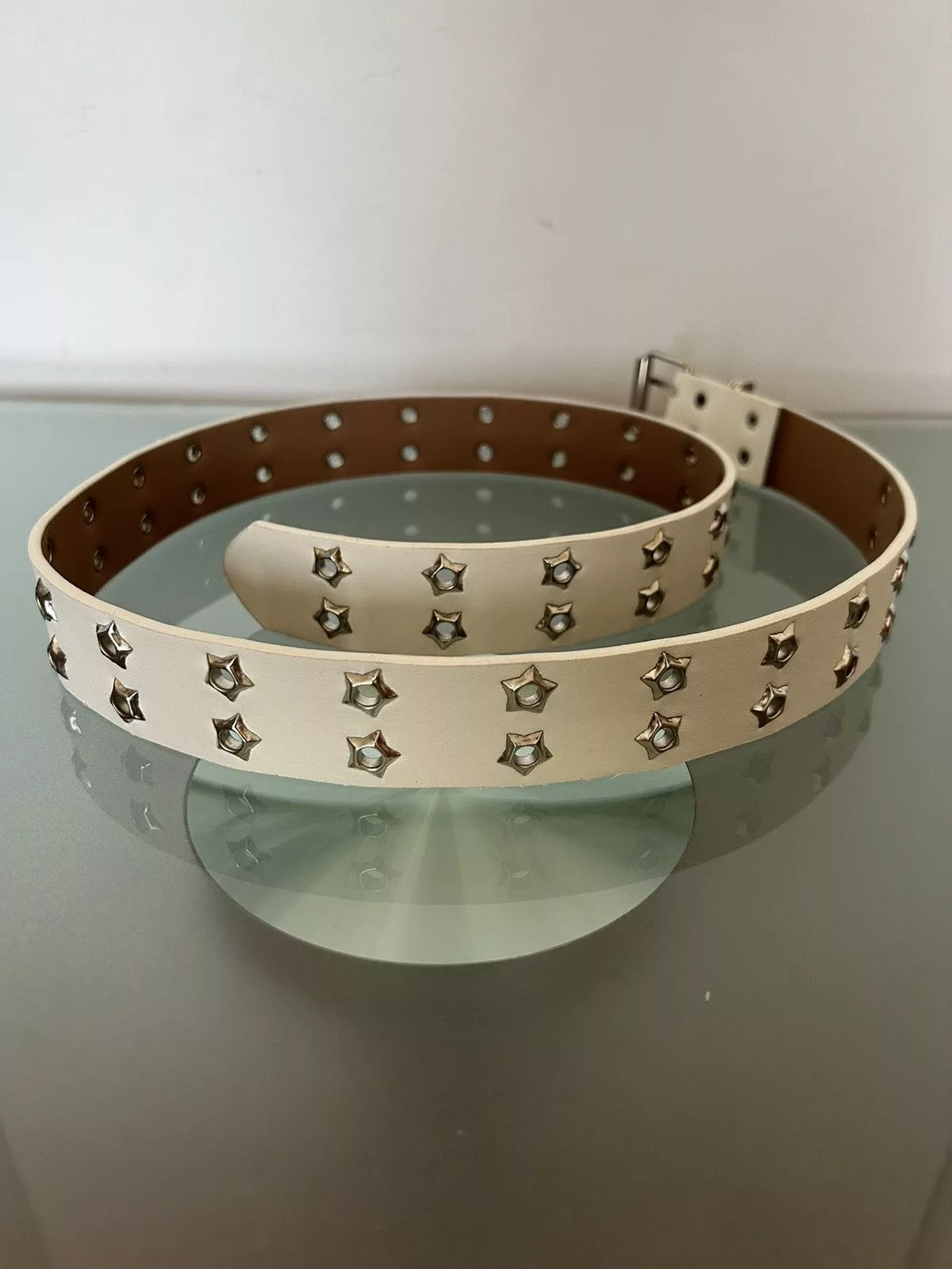 Japanese Brand Belts Japanese Brand × Vintage A6 - Star Rivet Belt (white) Streetwear