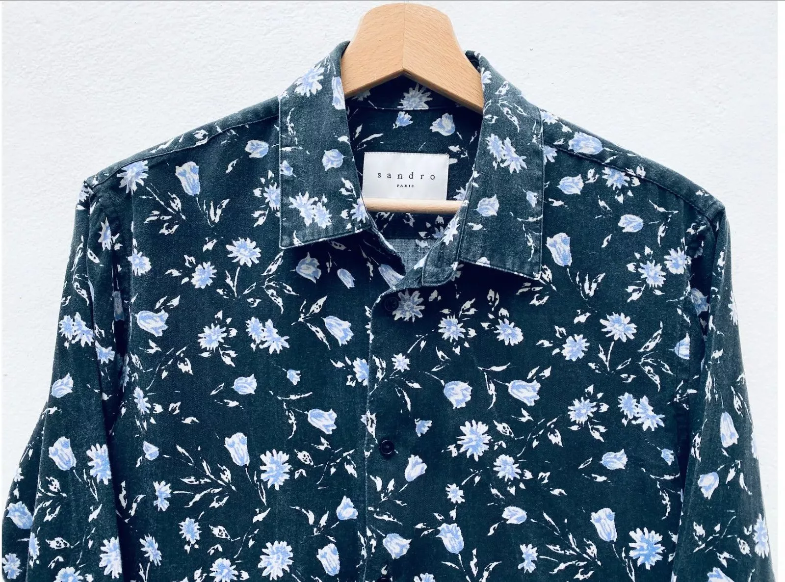 Sandro Shirts Button Ups Sandro Grey / Black Hawaiian Shirt