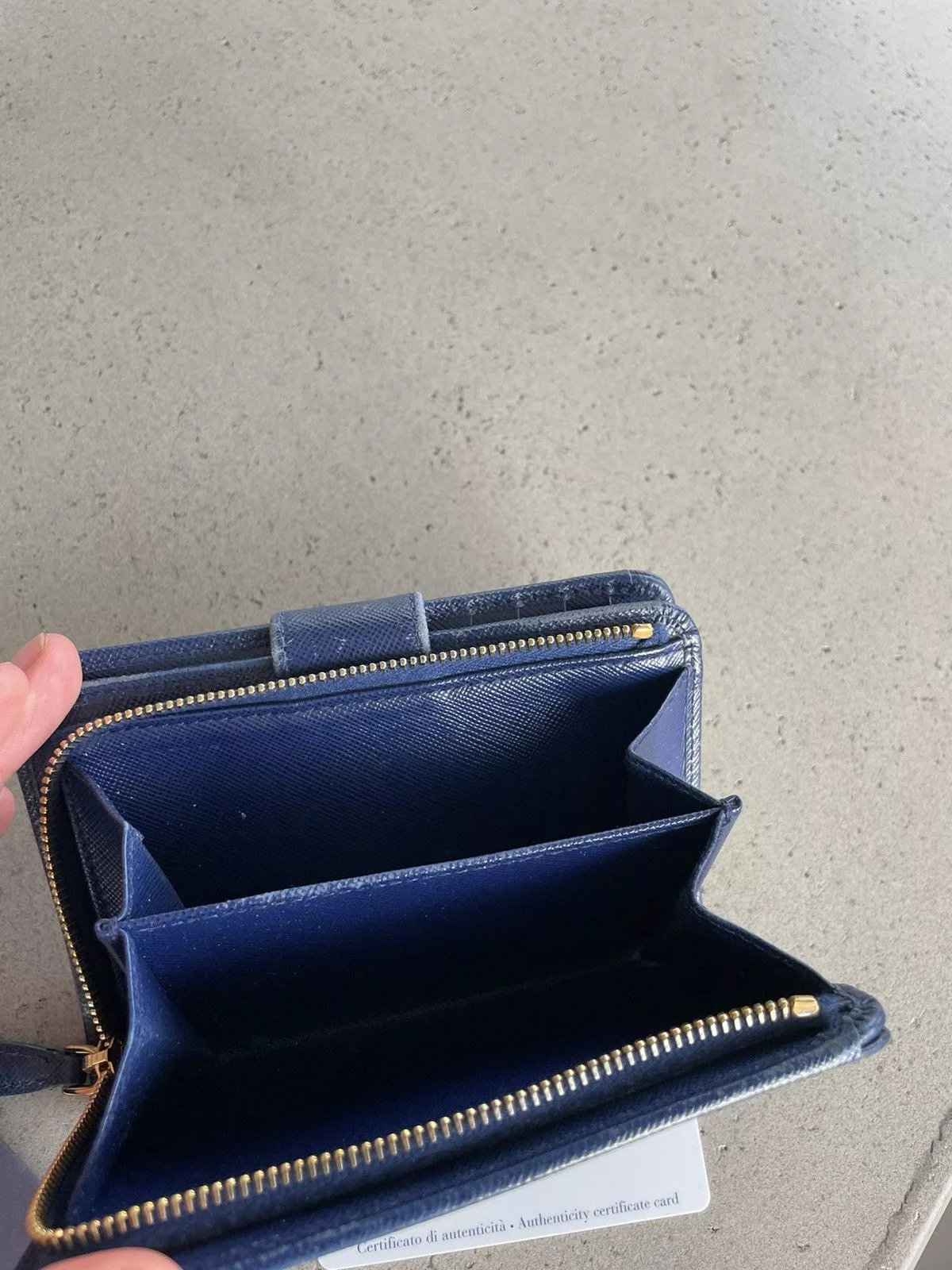 Prada Wallets Prada Saffiano Leather Bifold Wallet Blue
