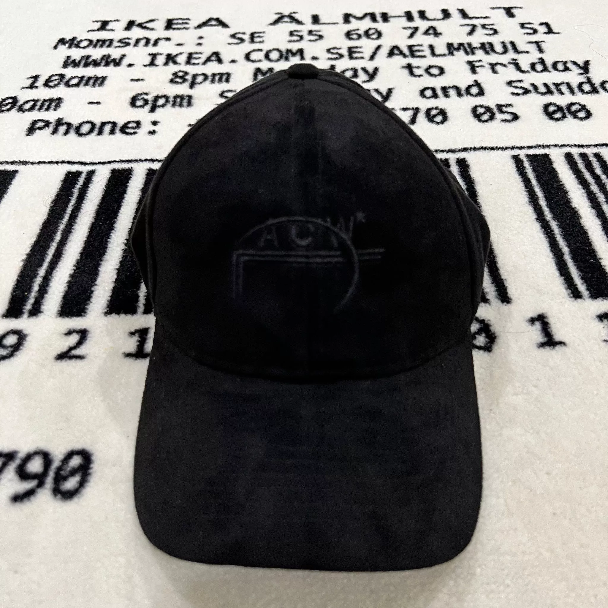 A-COLD-WALL* Hats A-COLD-WALL* EMBROIDERED LOGO Back Label Tag SUEDE CAP Black