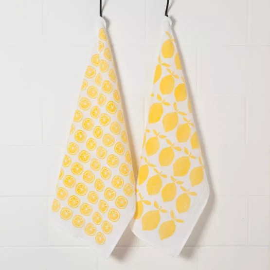 Lemon Print Yellow Floursack 2 set