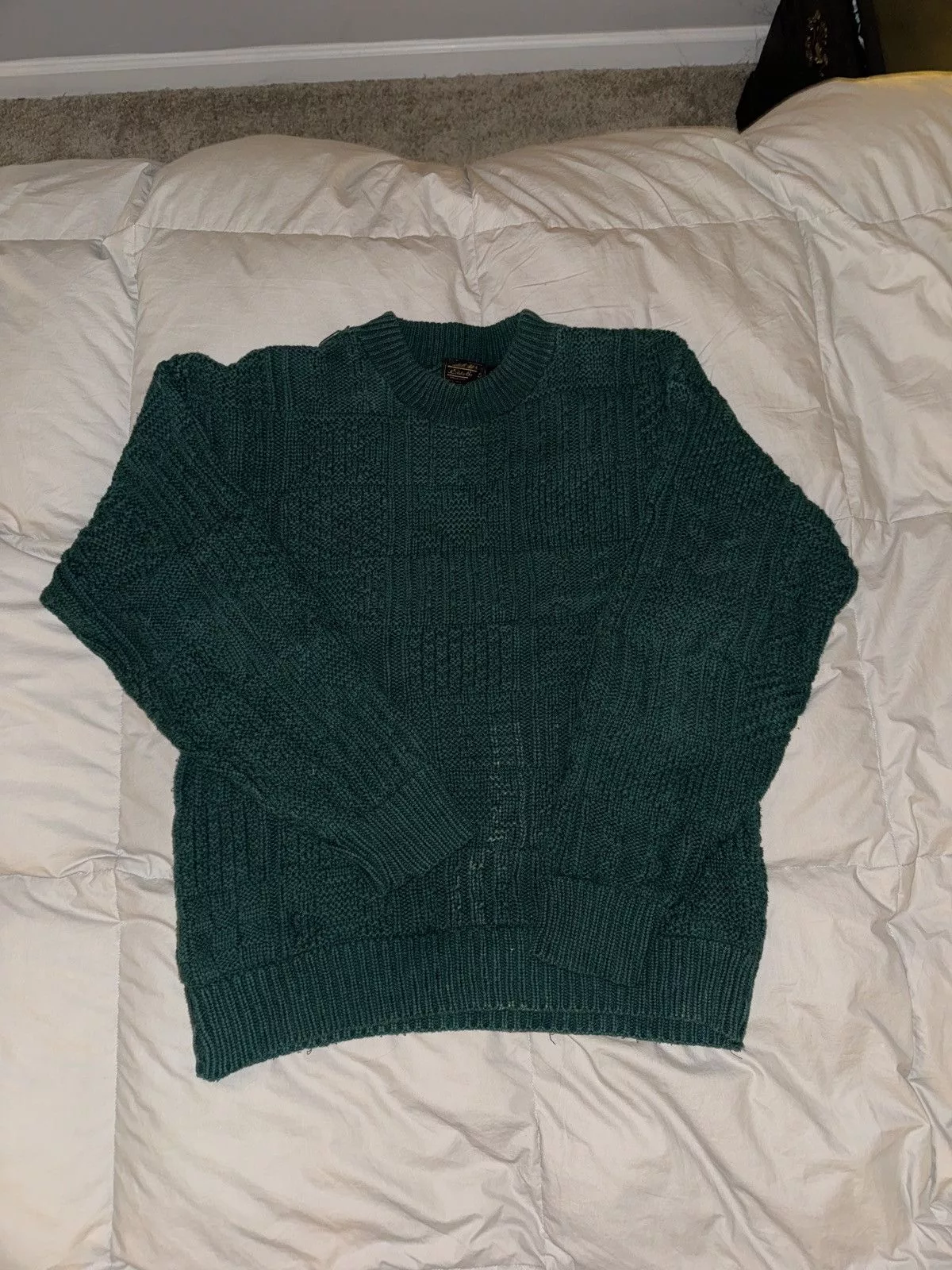 Eddie Bauer Sweaters Knitwear Eddie Bauer × Vintage 90s Forest green Textured Knit Sweater Made in USA Streetwear
