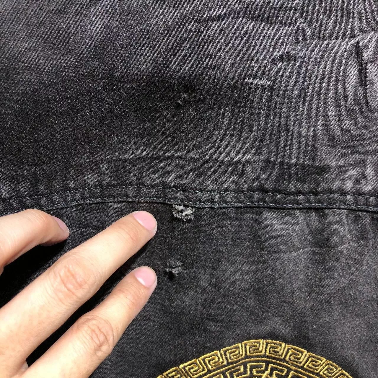 Versace Denim Jackets Versace Embroidered Logo Denim jacket Black