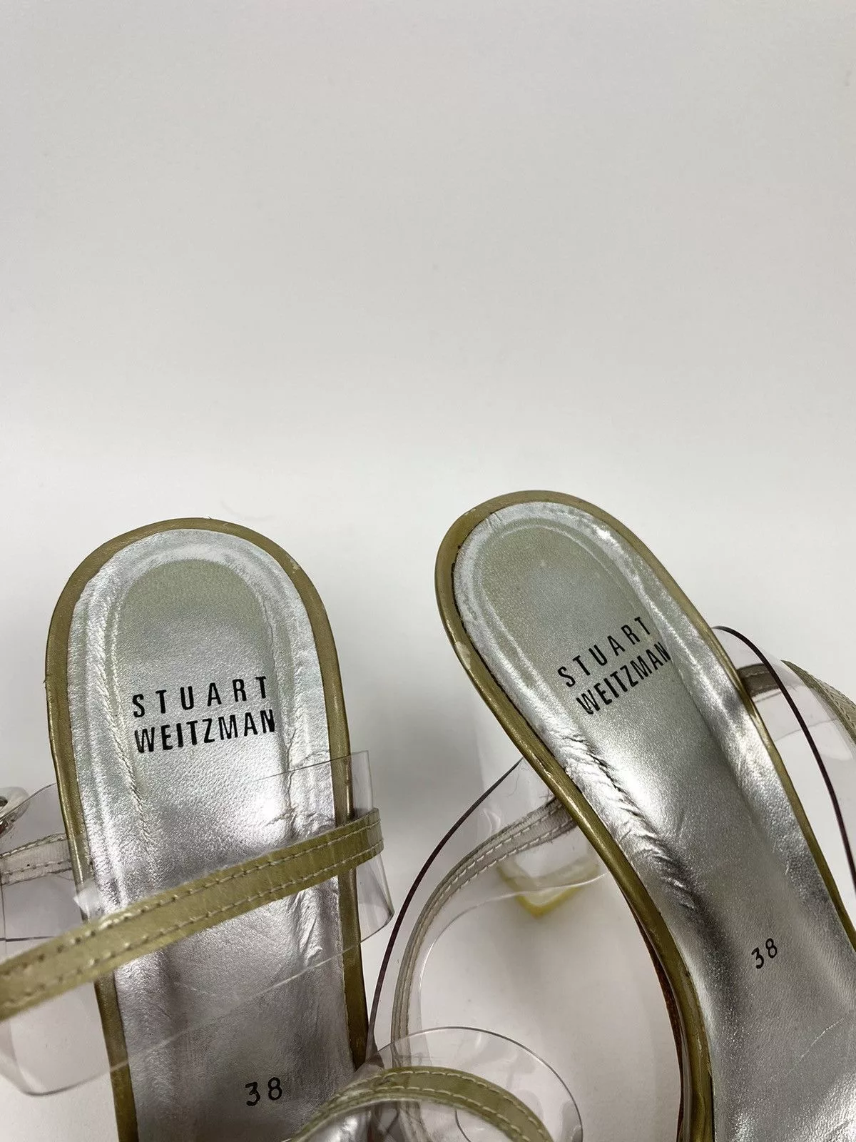 Stuart Weitzman Sandals Stuart Weitzman × Vintage Y2K Stuart Weitzman Clear Strappy Acrylic Heel Sandals 38 Beige Streetwear