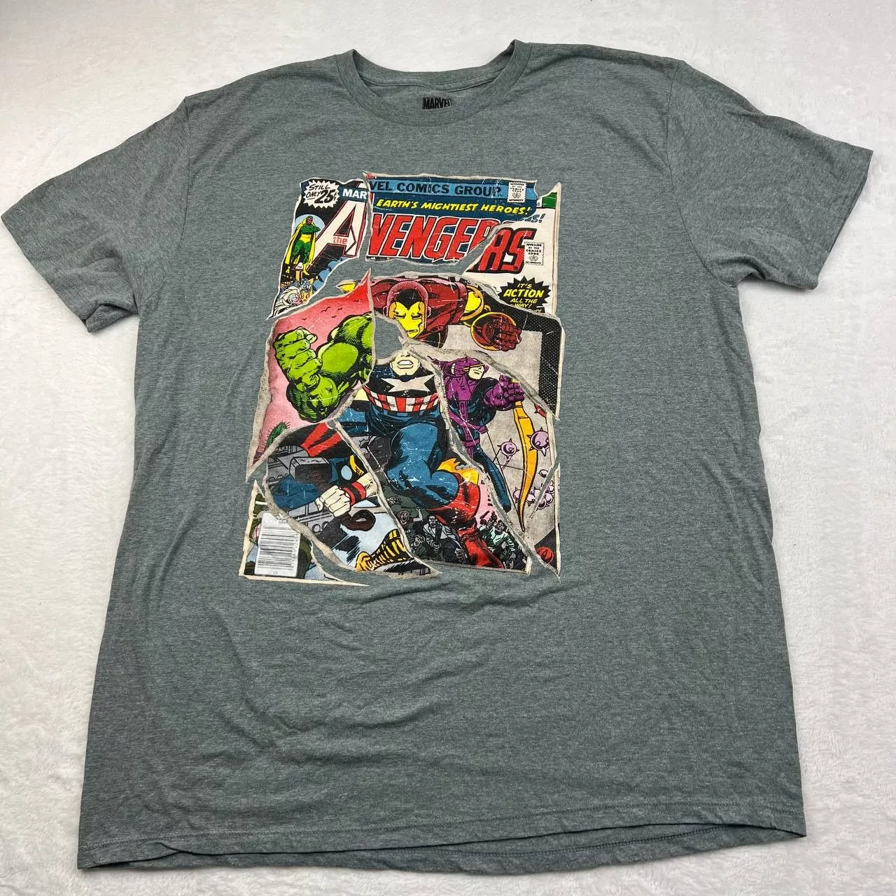 Marvel Comics Short Sleeve T Shirts Marvel Comics Marvel Avengers XL Short Sleeve Comic Characters T-Shirt Men Gray