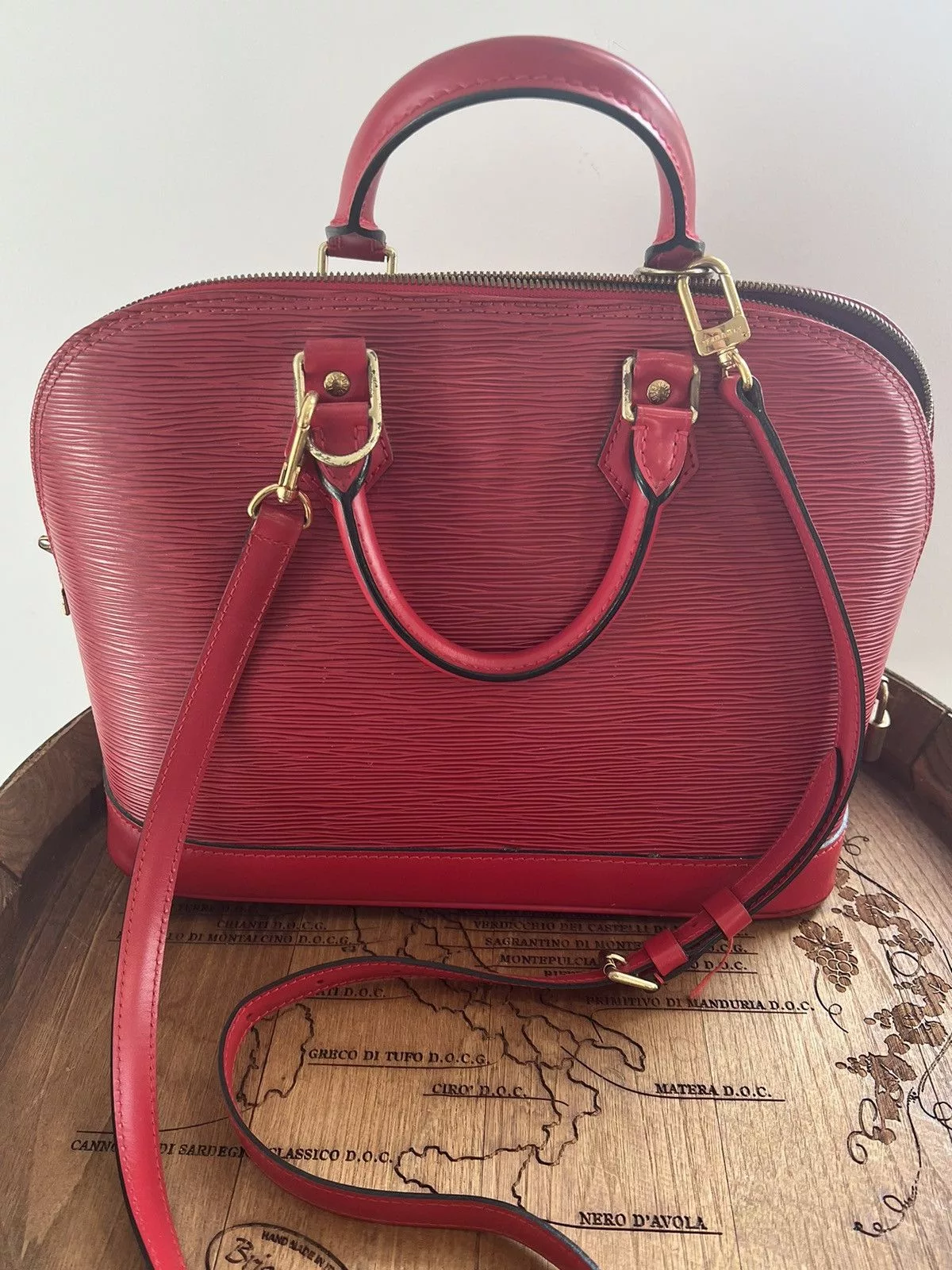 Louis Vuitton Handle Bags Louis Vuitton Red Epi Alma