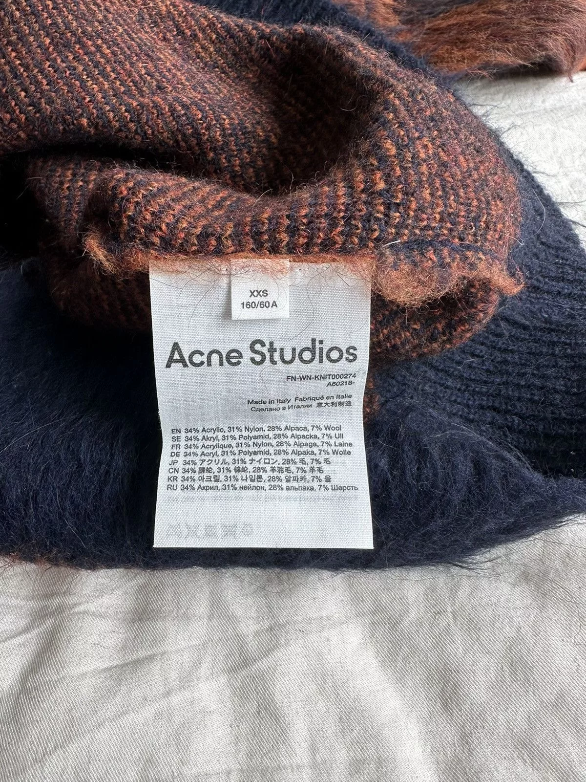 Acne Studios Sweaters Acne Studios Plaid Mohair Sweater Blue