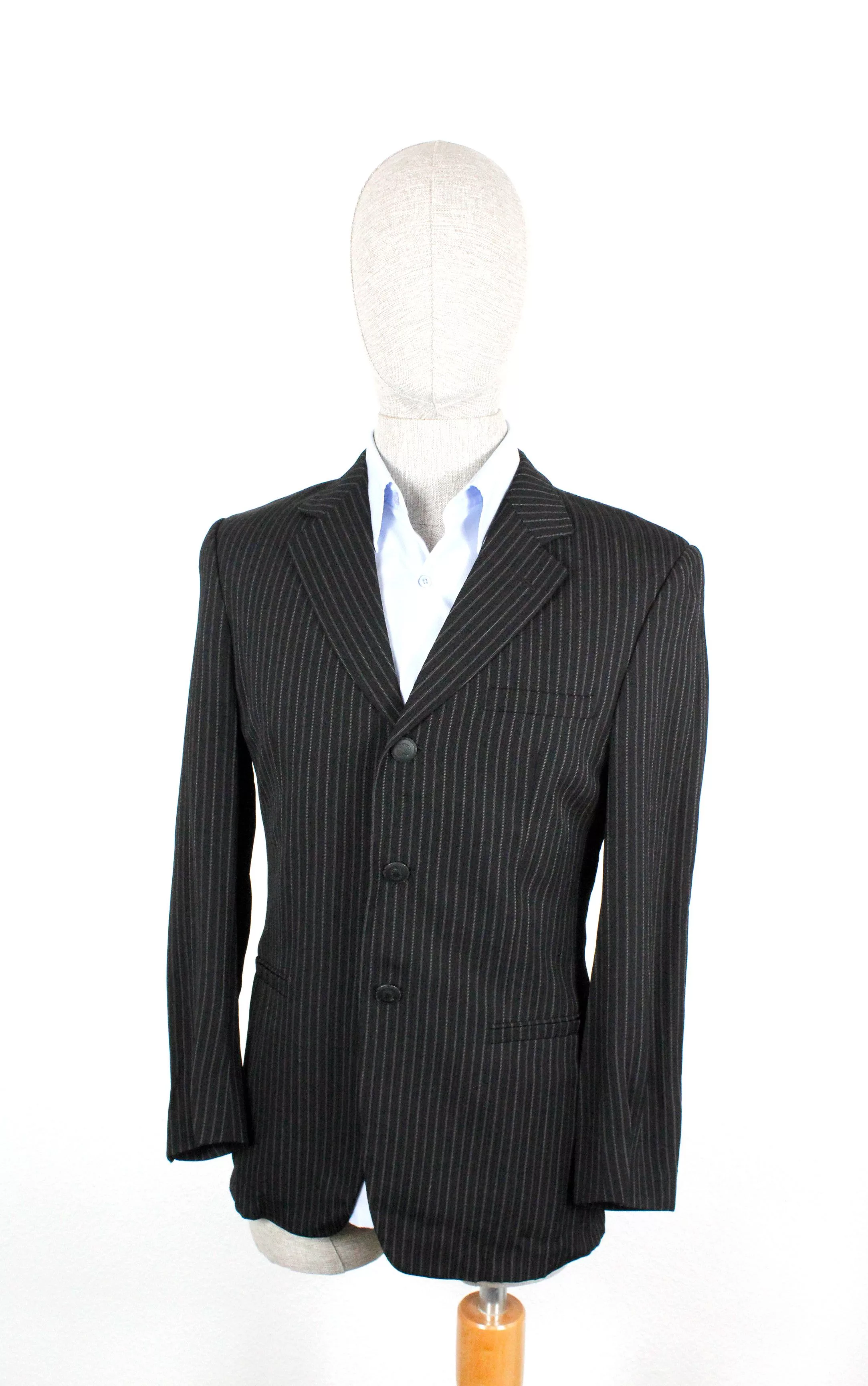 Versace Light Jackets Vintage Versace Classic V2 Striped Knit Black Blazer Jacket Luxury