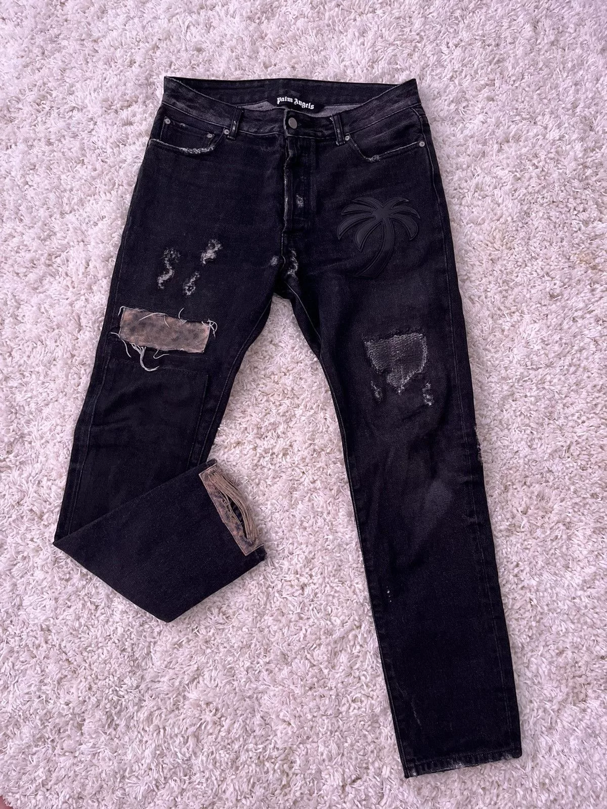 Palm Angels Denim Palm Angels Patchwork Jeans Black