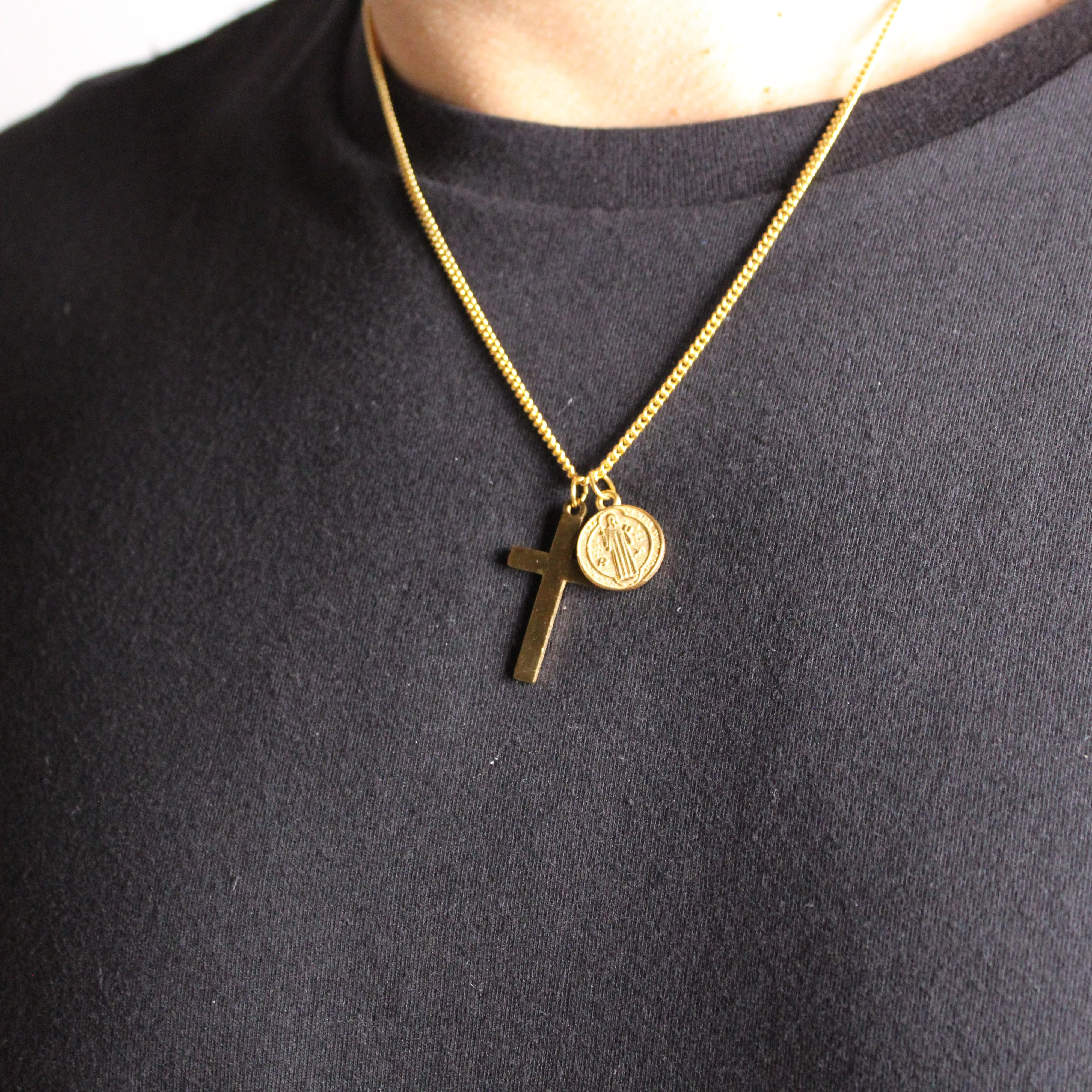 Jewelry Jewelry Watches Jewelry Gold Cross & Saint Benedict Medal Pendant Set Multi