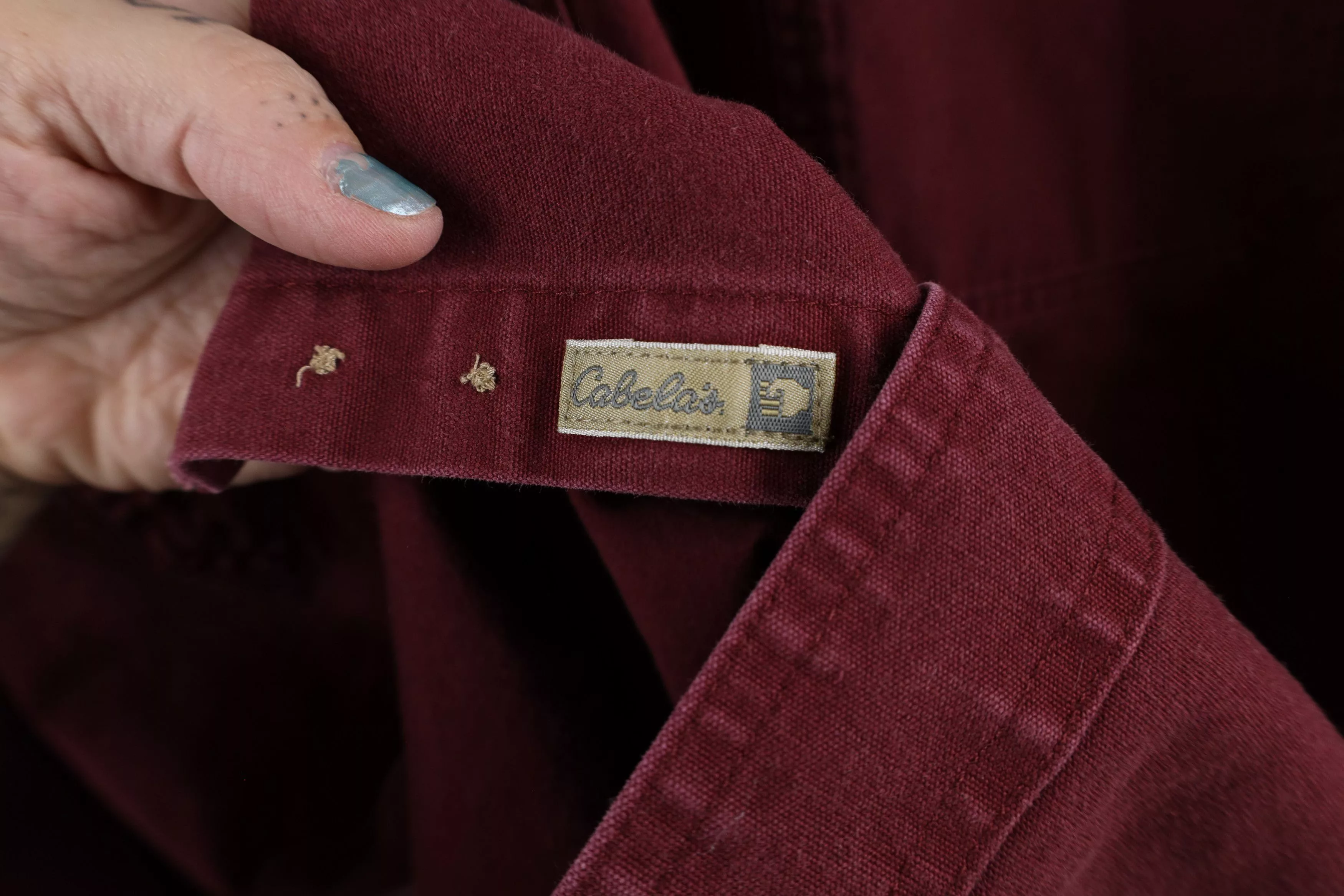 Cabelas Shirts Button Ups Cabelas × Vintage Vintage Cabelas Canvas Collared Button Shirt Burgundy Cotton