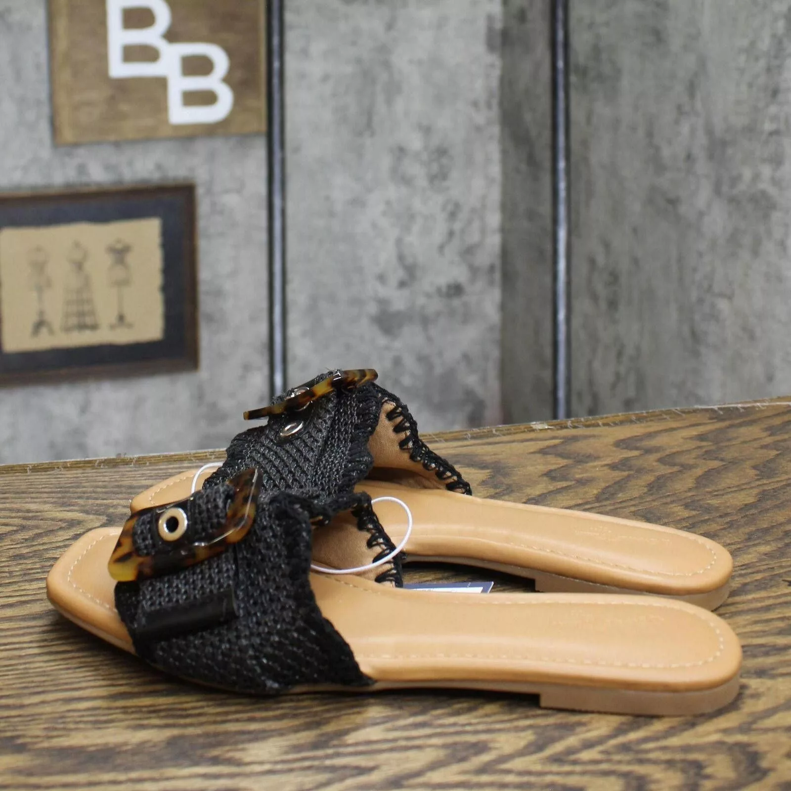 Designer Sandals Designer Universal Thread Sandals with Memory Foam Insole Black 8M