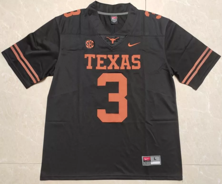 Other Jerseys Other Men's Texas Longhorns #3 Quinn Ewers SEC Patch Jerseys Black