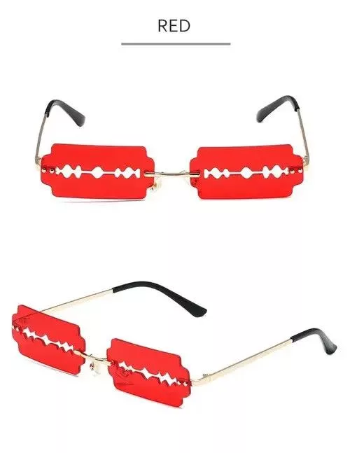 Electric Visual Sunglasses Electric Visual Rimless Razor Blade Rectangle Sunglasses Red Vintage