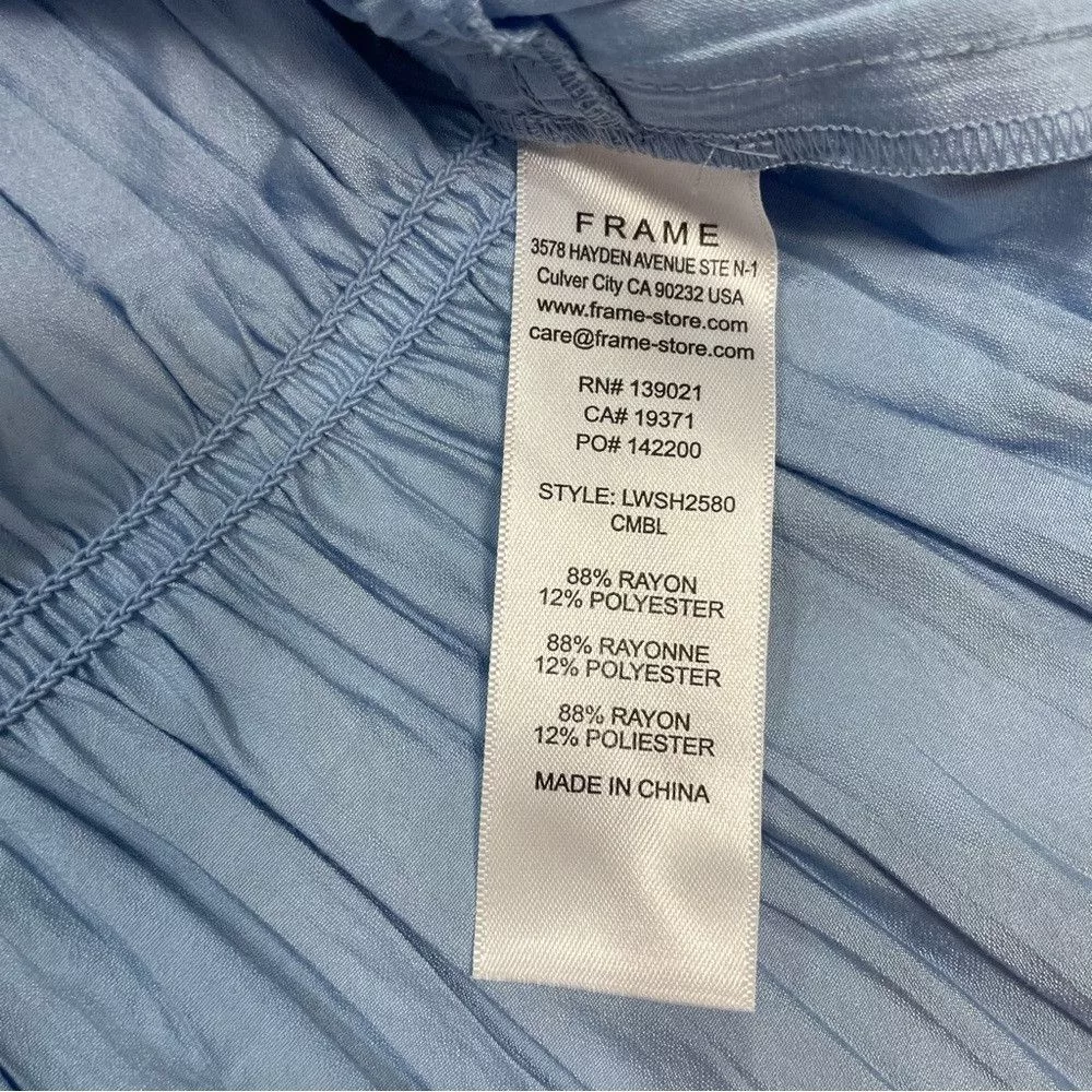 Frame Blouses New Frame Tie Front Cinched Crinkle Light Blue Blouse Tank