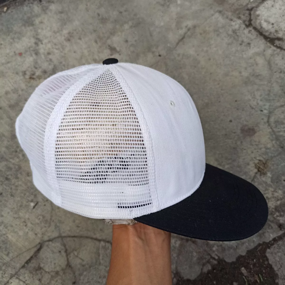 Unsound Rags Hats Unsound Rags SICK oversize trucker hat by mqum with gothic logo pin White Vintage