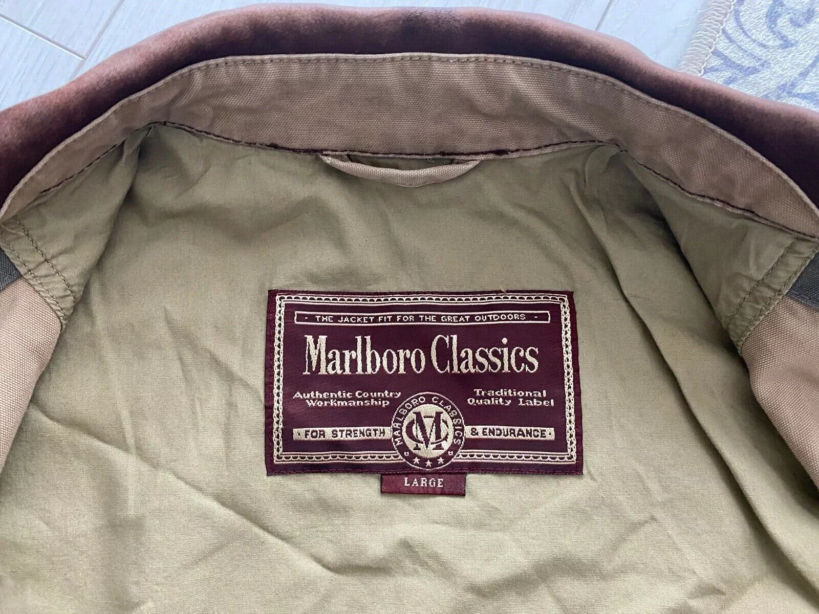 Marlboro Classics Heavy Coats 90’s Marlboro Classics Jacket Beige Leather Collar