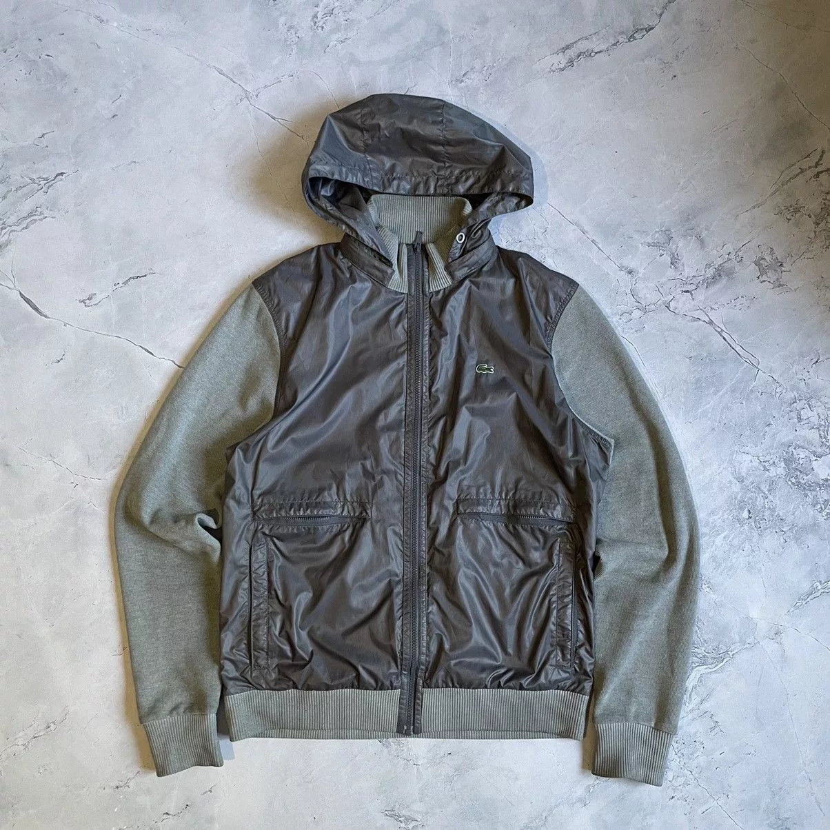 Lacoste Light Jackets Lacoste × Vintage Lacoste Nylon Vintage Bomber Jacket Gray Streetwear