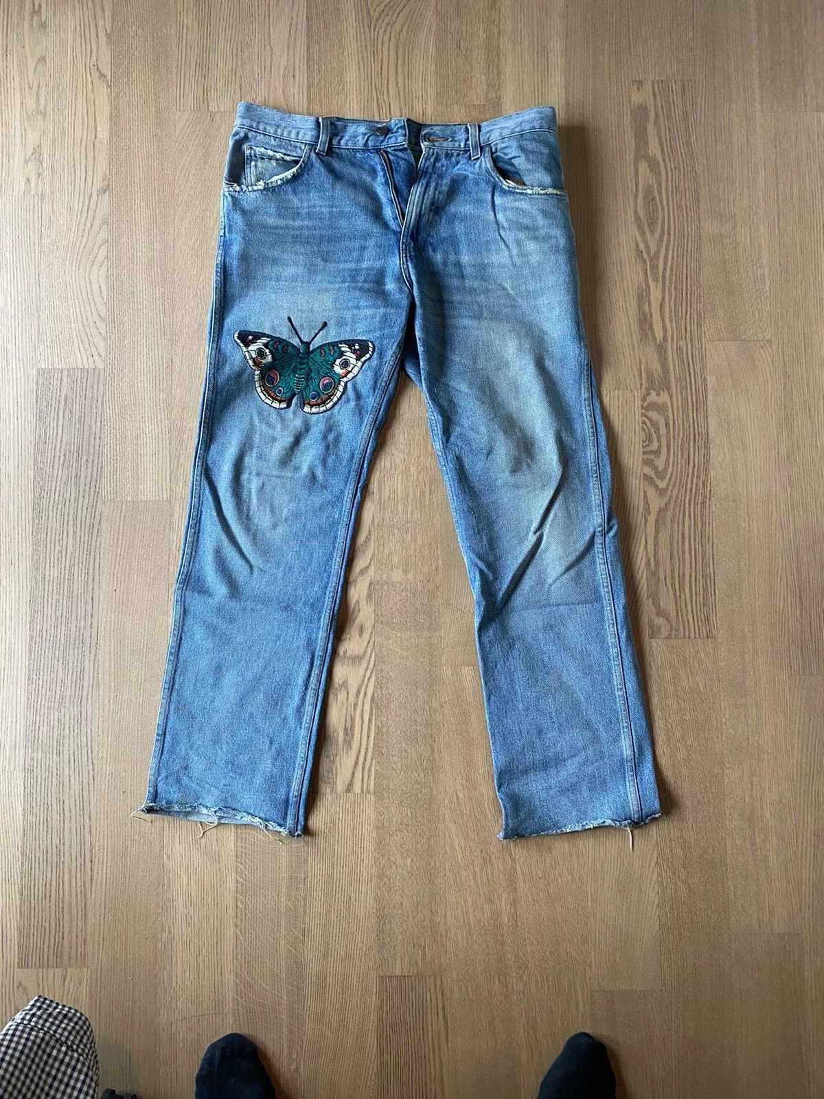 Gucci Denim Gucci Butterfly Embroidered Blue