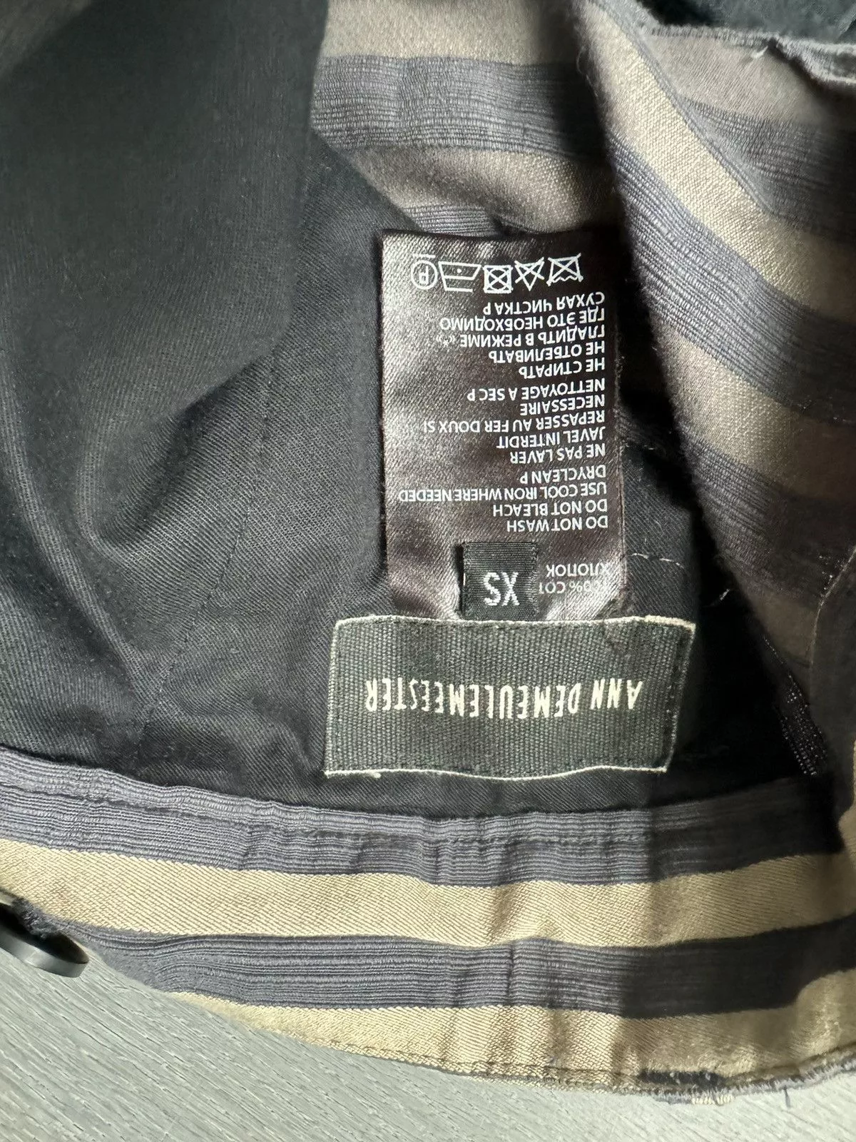 Ann Demeulemeester Cropped Pants Ann Demeulemeester Ann Spring Summer 2014 Striped Silk pants Purple