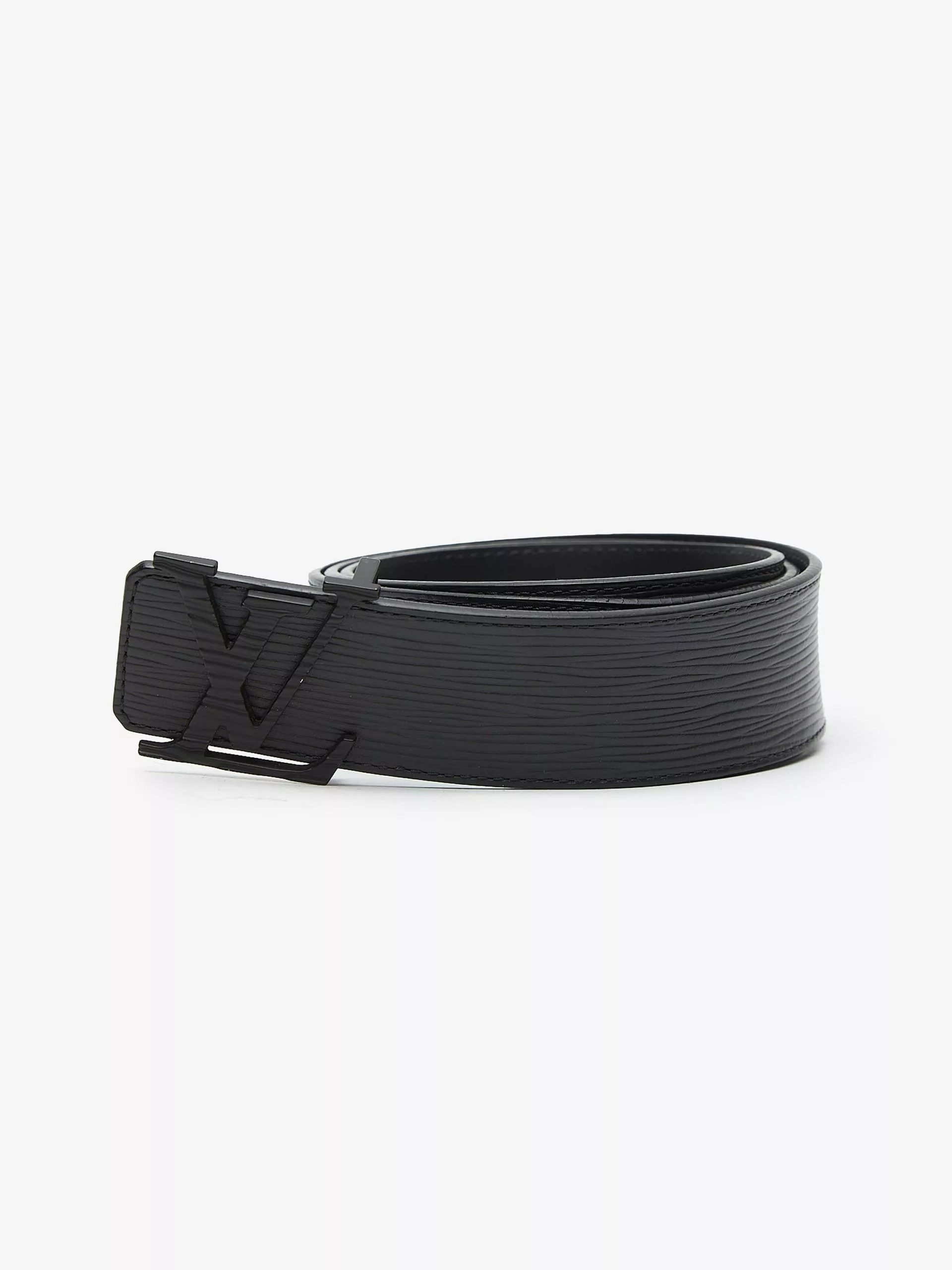 Louis Vuitton Belts Louis Vuitton Full Black Leather Logo Buckle Belt
