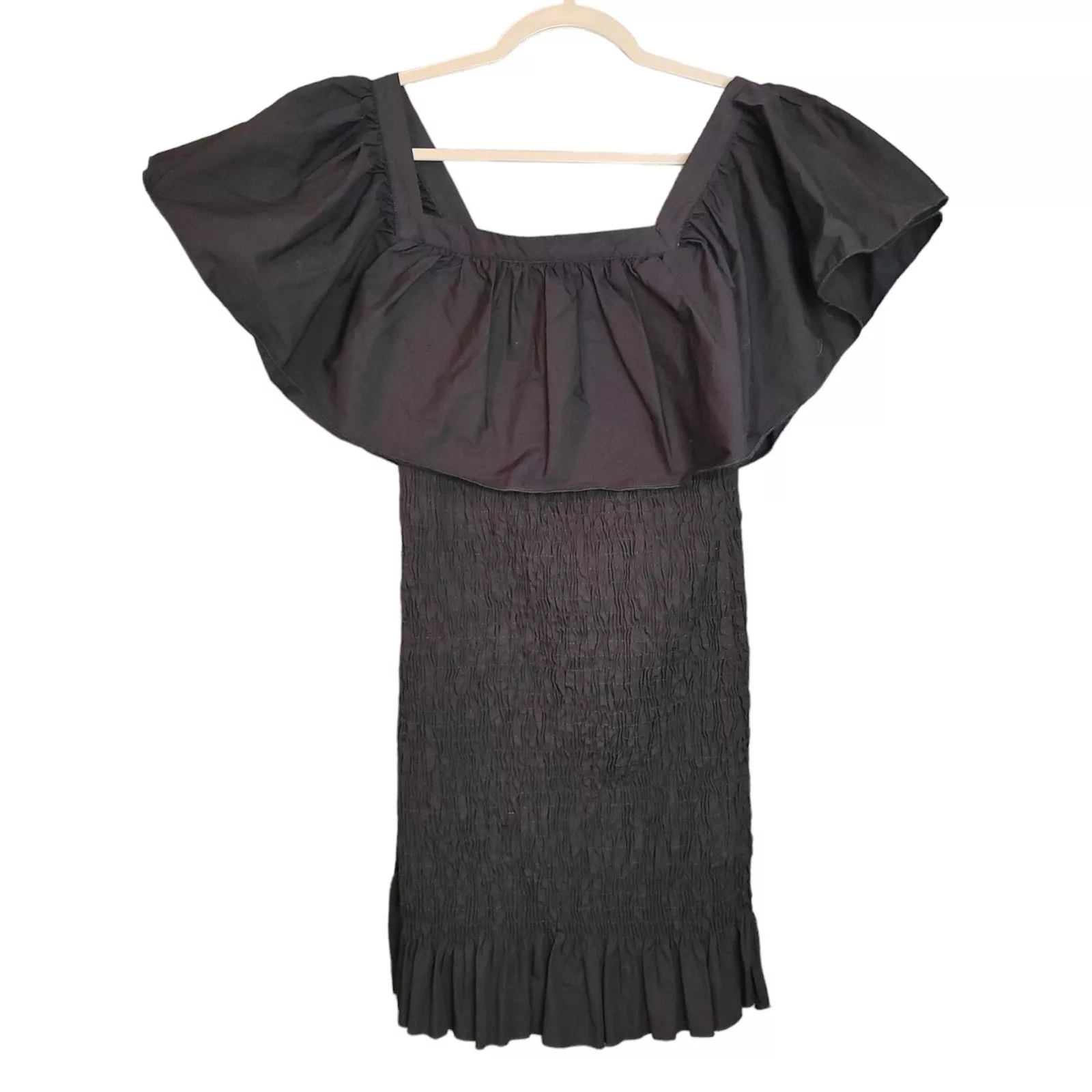 Solid & Striped Mini Dresses Solid & Striped Smocked Ruffle Dress Size Small Black