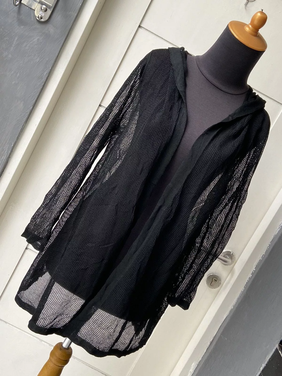 Designer Light Jackets Designer LINEA FORMICA Black Mesh Cardigan Vintage