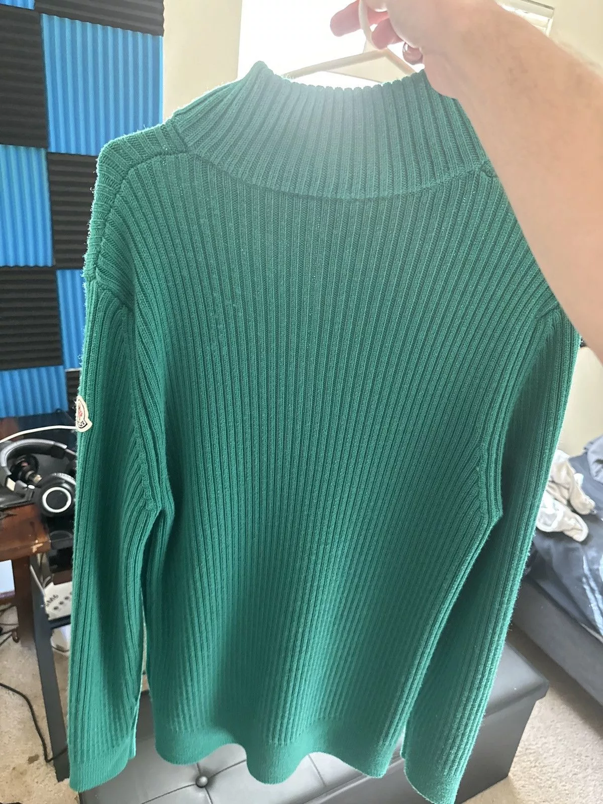 Moncler Sweaters Knitwear Moncler Quarter Zip Sweater Green