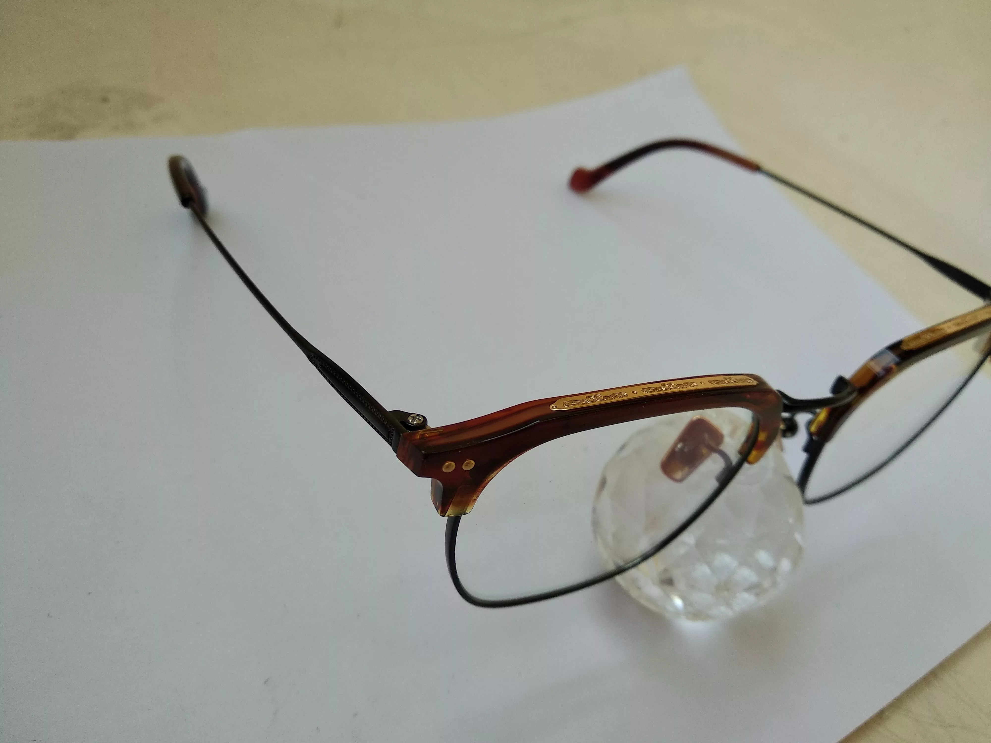 Other Glasses Other Mod Malcolm X Brown Gold Eyeglasses Frame Multi