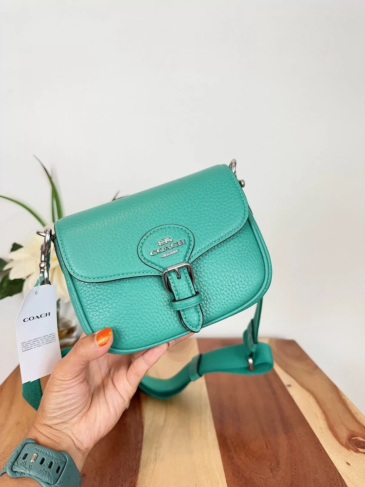 Coach Mini Bags NWT Coach Amelia Small Saddle Bag Green