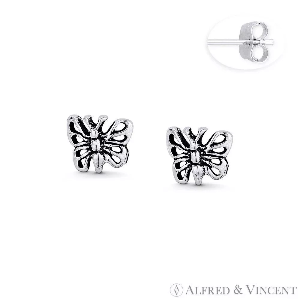 Other Earrings Other Rustic Butterfly Insect Charm Stud Earrings Silver