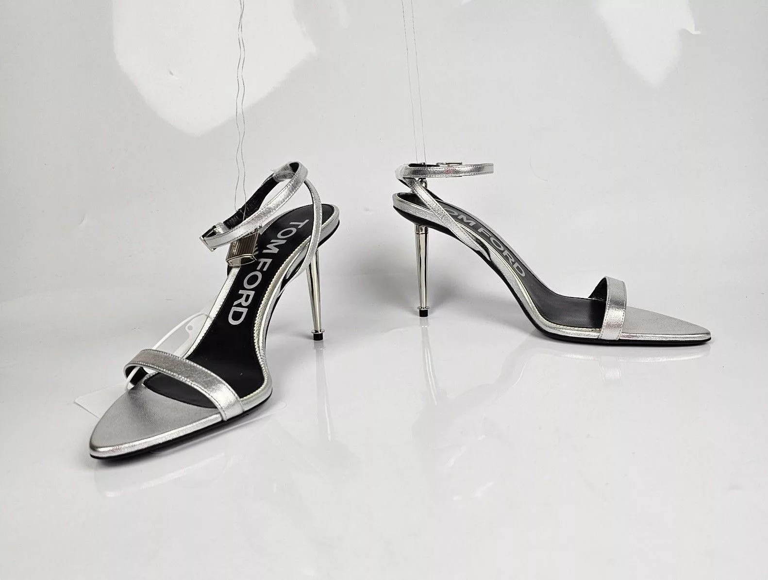 Tom Ford Heels Tom Ford Padlock 85mm Silver Sandals New