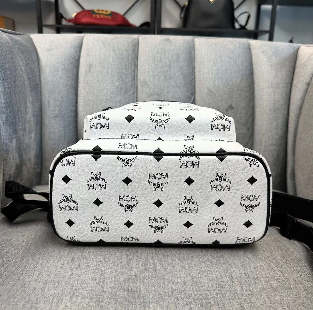 MCM Backpacks Authentic MCM Small Stark Backpack White
