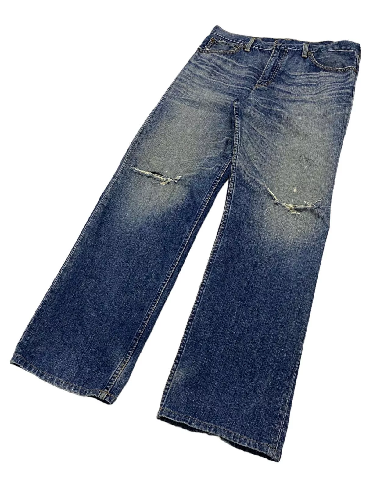 Levi's Denim Levi's Levis Strauss 703 Distressed Denim Blue Jean Mud Washed