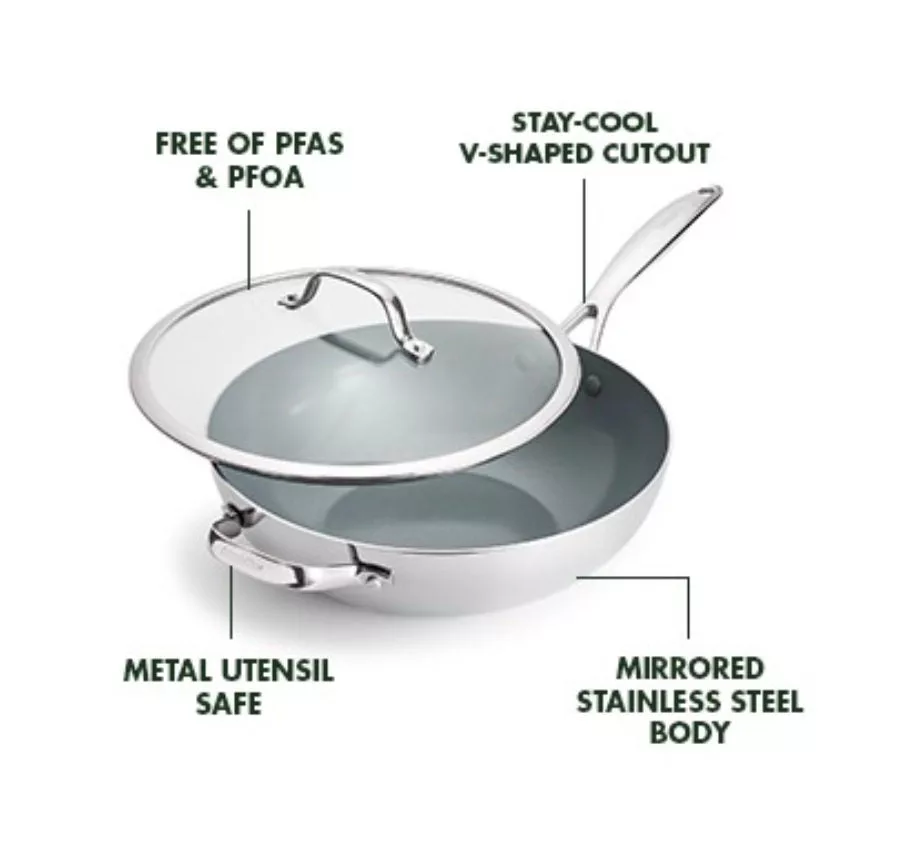 Valencia Pro Ceramic 12" Wok w/ Lid & Helper Handle