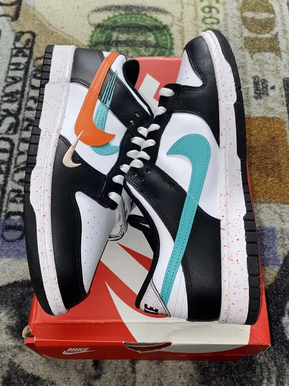 Nike Low Top Sneakers Nike Dunk Low Multiple Swooshes White Washed Teal Black