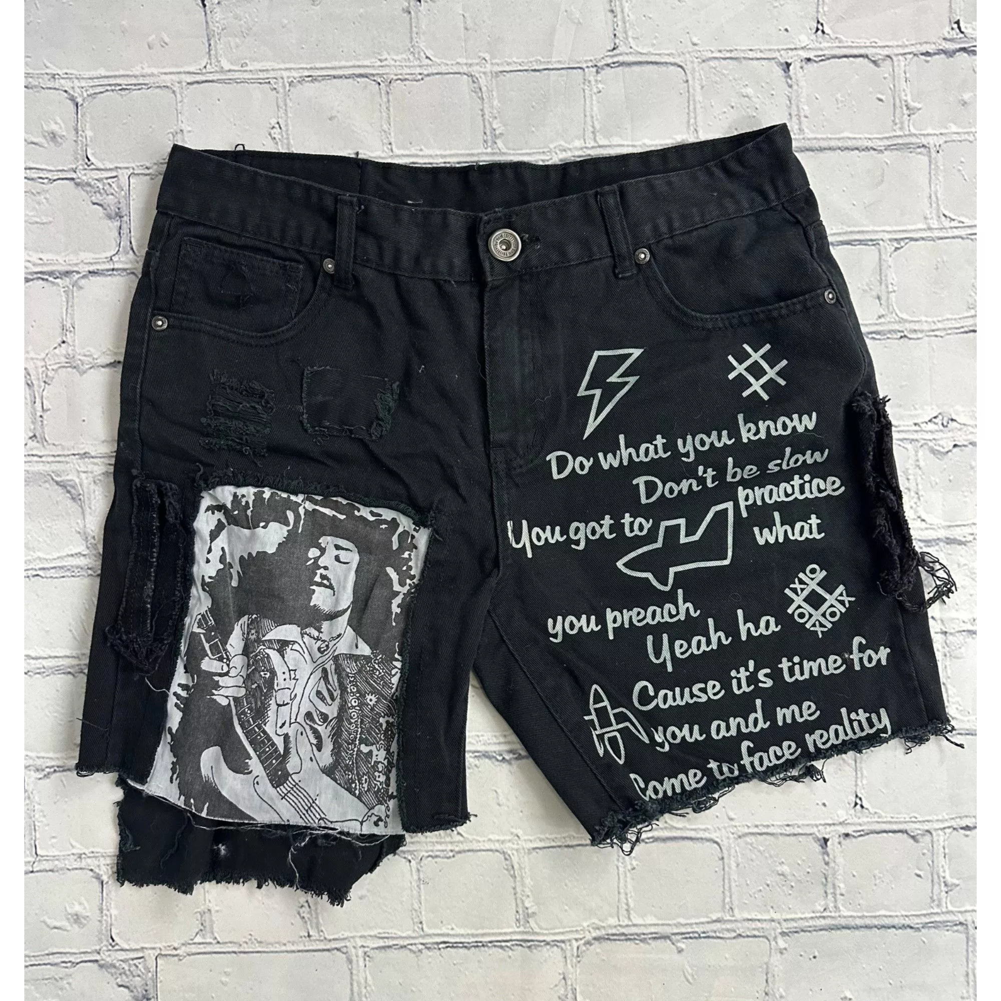 Other Shorts Other Custom Distressed Denim Knee Shorts Black