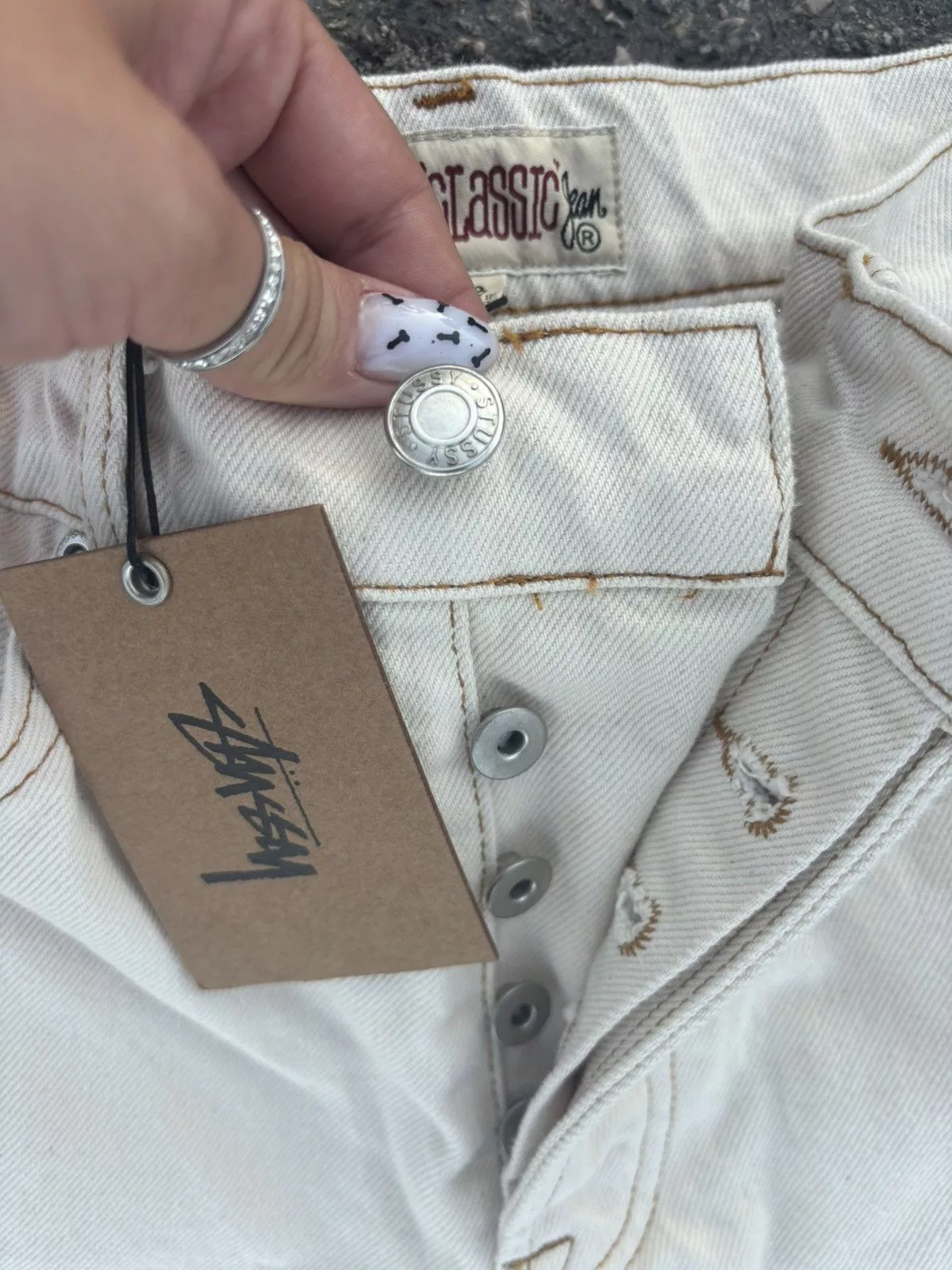 Japanese Brand Jeans Japanese Brand × Stussy Stussy Classic Jeans Model Track Pants Beige Streetwear